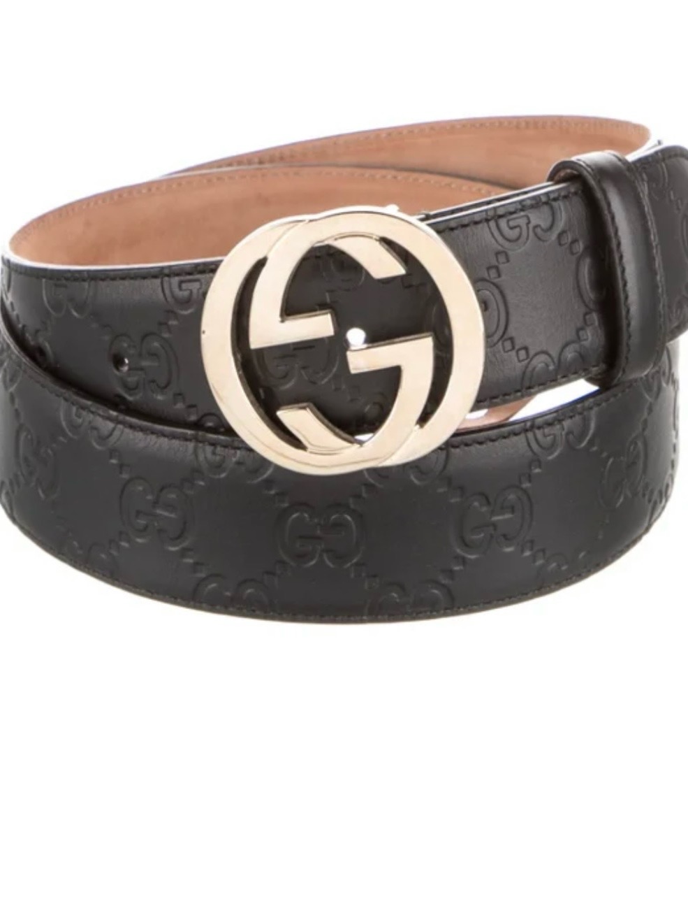 G Interlocking Black Leather Belt